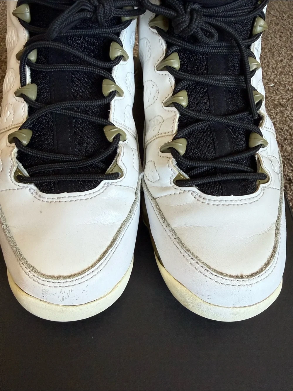 Jordan Kids' White and Olive High-Top Sneakers